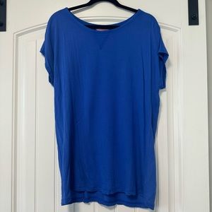 Lilly Pulitzer Blouse Short Sleeve Royal Blue Scoop Neck Stretch Top Size:Medium